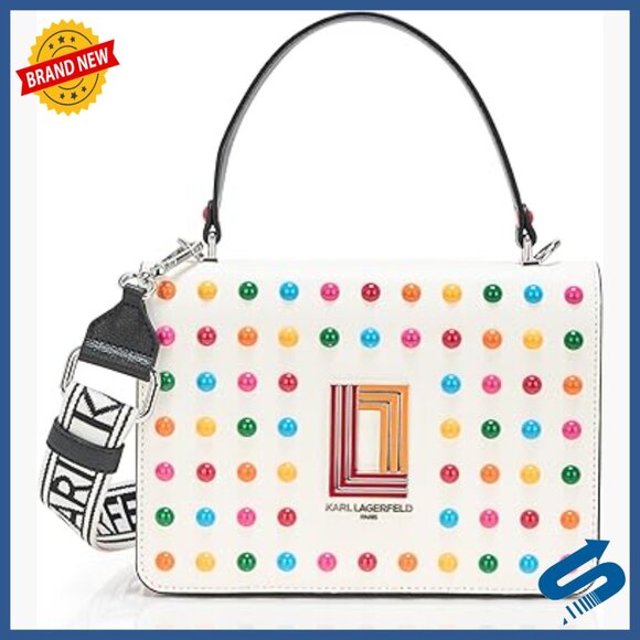 Studded Saddle Crossbody Satchel Faux Leather Structured Everyday Bag